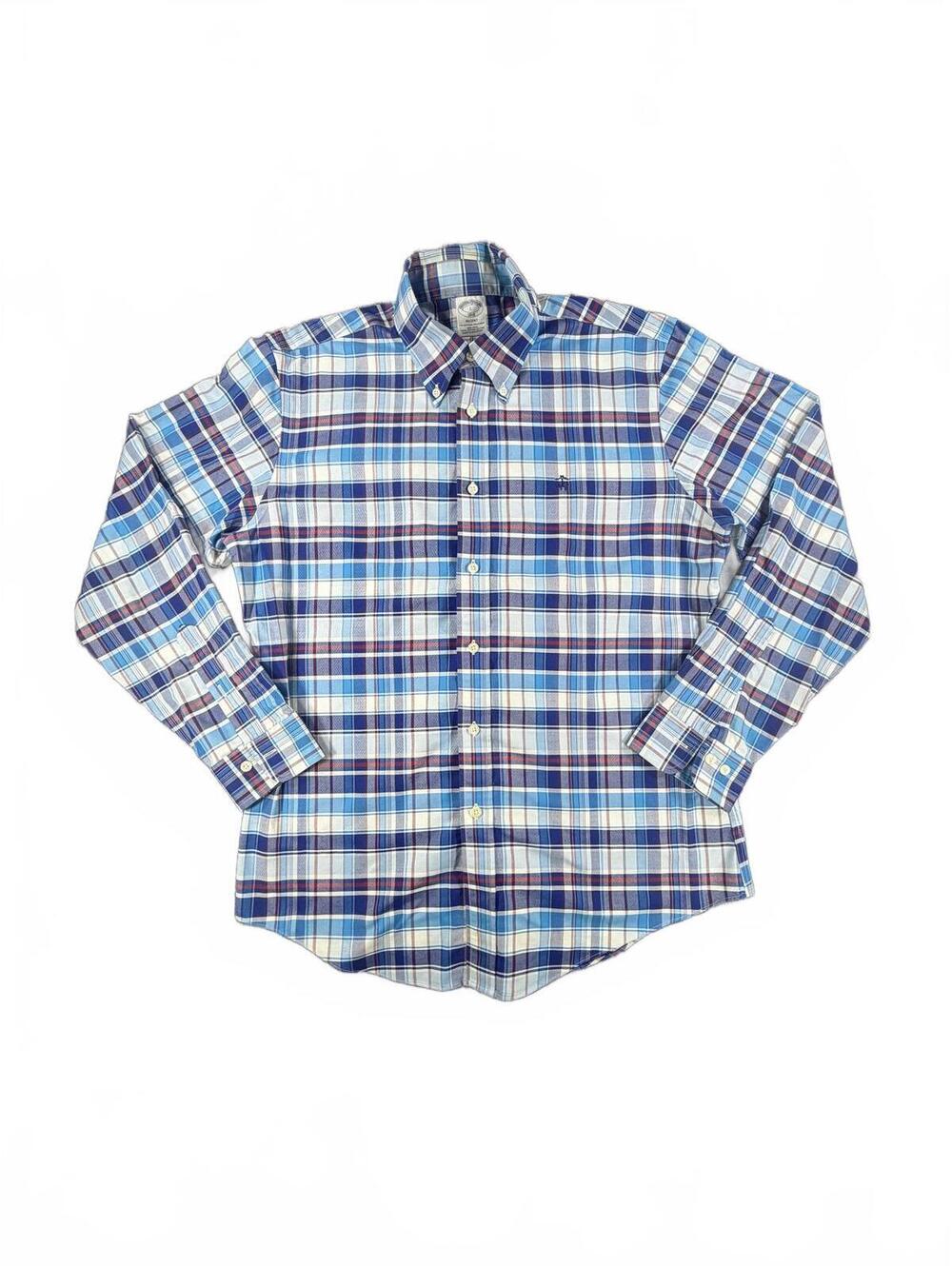 Brooks Brothers Regent 1818 Plaid Supima Cotton Shirt Non-Iron Size L